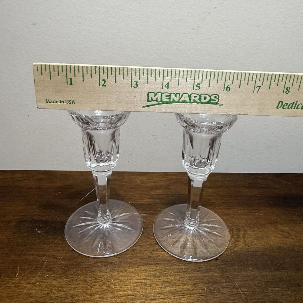 Pair Waterford Crystal Eileen Carina Candleholder 5.5” Candlestick Romantic - Picture 6 of 6